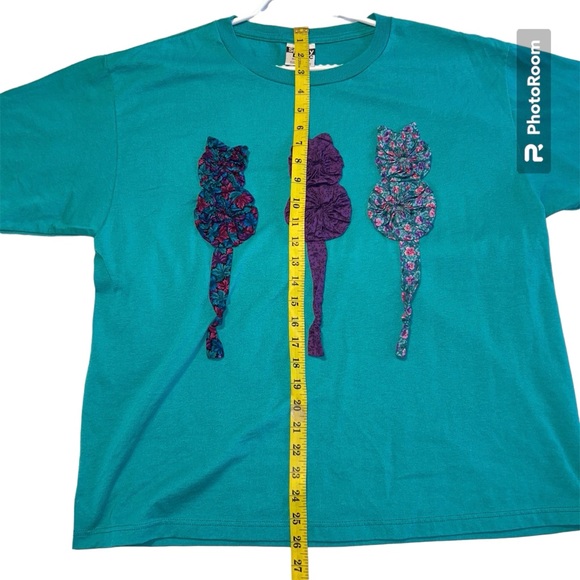 Great Condition Used Vintage Cat T shirt Quilt Teal Size XL Womens - Picture 3 of 6
